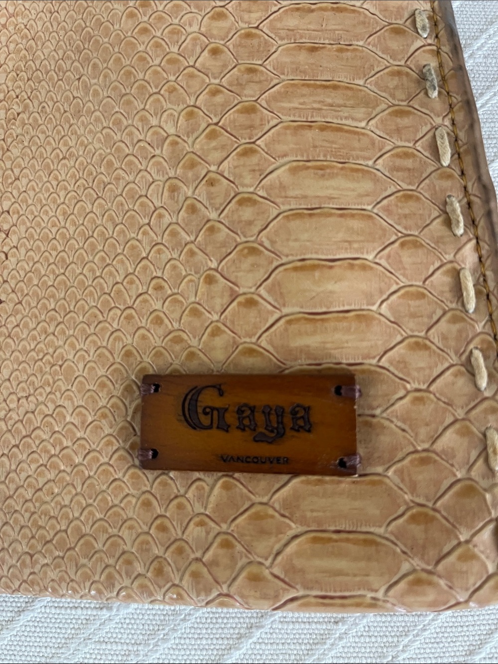 Tan Python-Embossed Leather Clutch - Picture 2 of 3